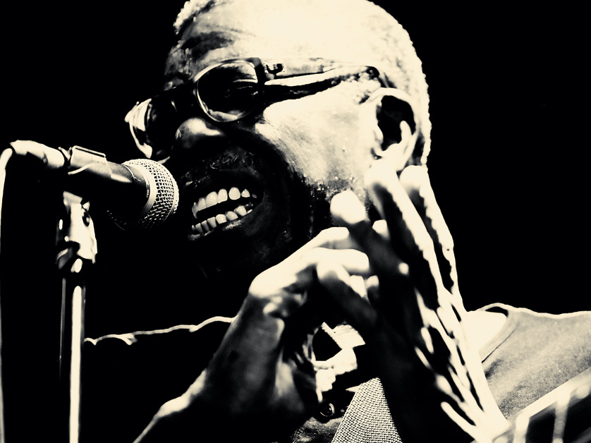 soul singer at microphone