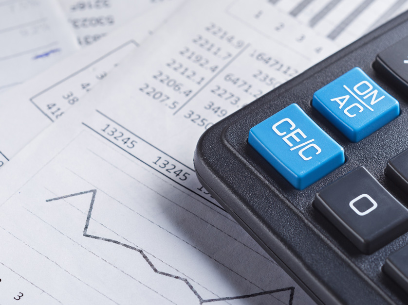 accounting sheets and calculator