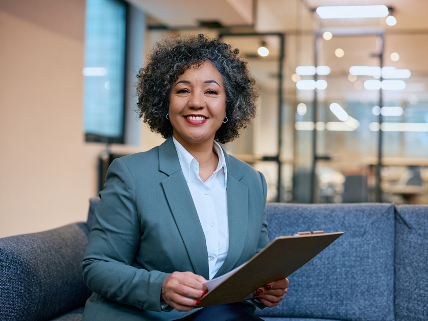 business woman smiling at camera