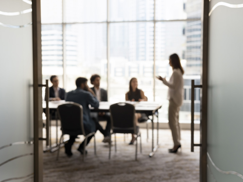 business staff meeting at a distance