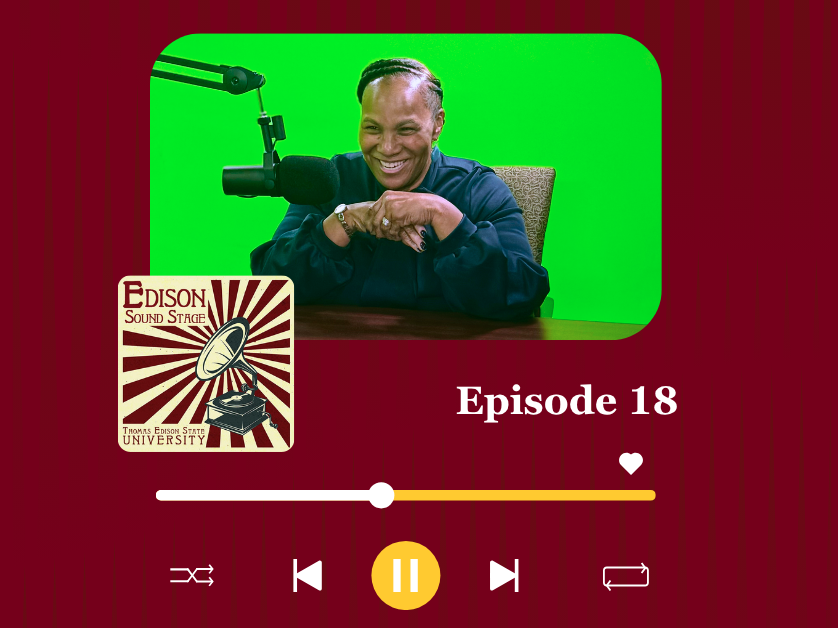 podcast play screen with woman talking into microphone