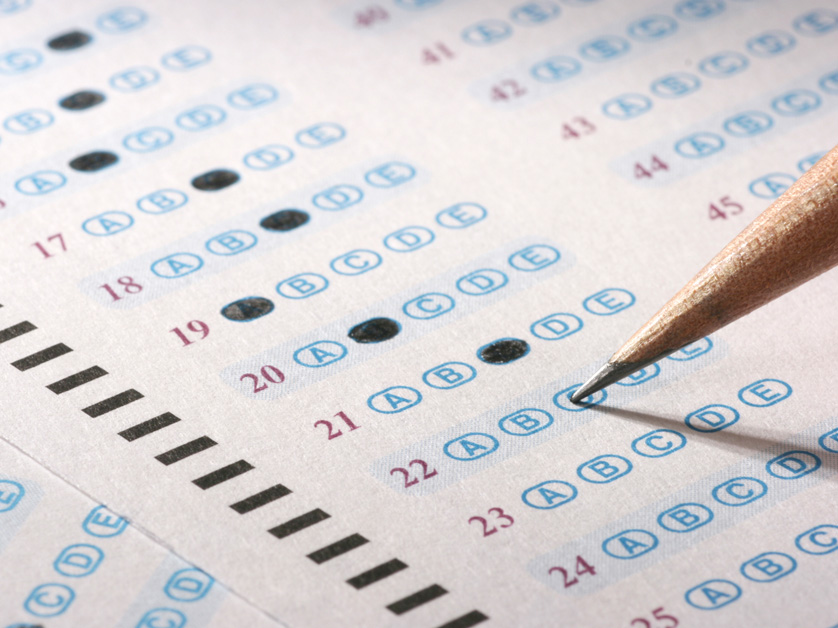 bubble test sheet with pencil