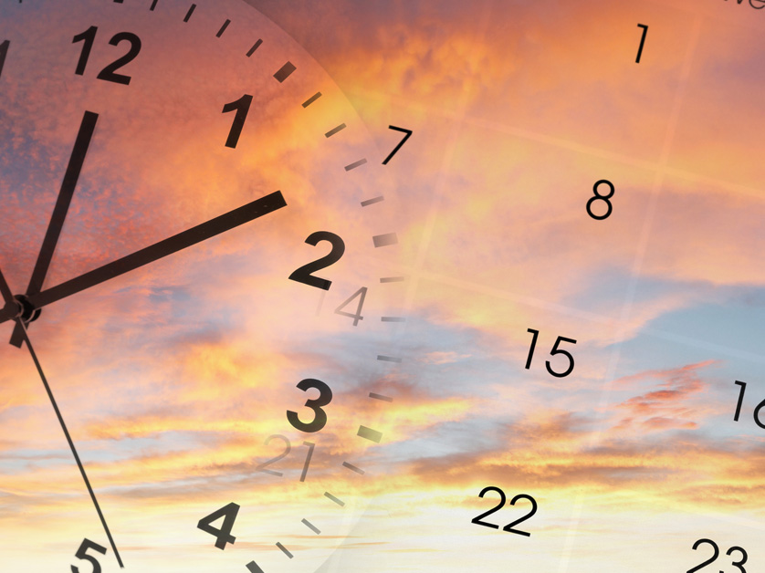clock and calendar cloudy sunset