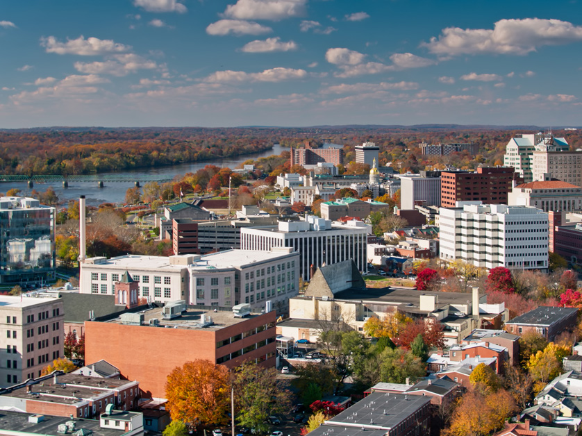 drone shot of downtown trenton new jersey