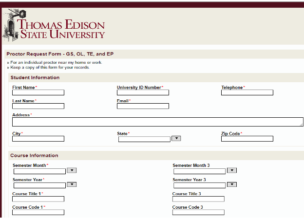 A screenshot of the registration process for TECEP courses at TESU.