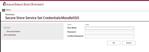 Example of the login screen for the new SSO portal for TESU students.